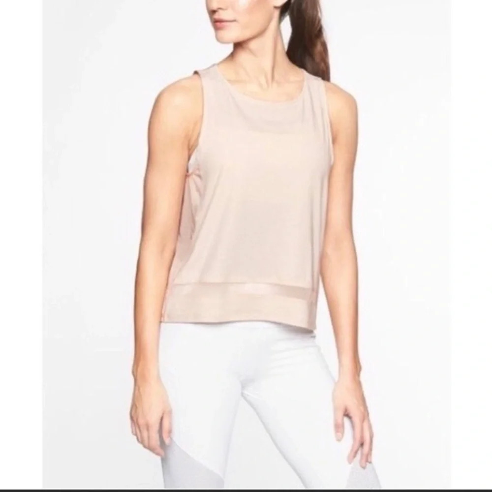 Athleta Women’s Essence Mesh Trim Tank Top Pink Size Small Athletic Style 291860